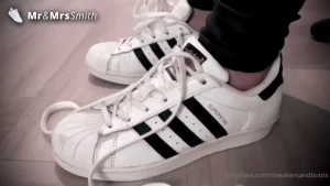 Taking off my superstars after walking around in them barefeeted warm