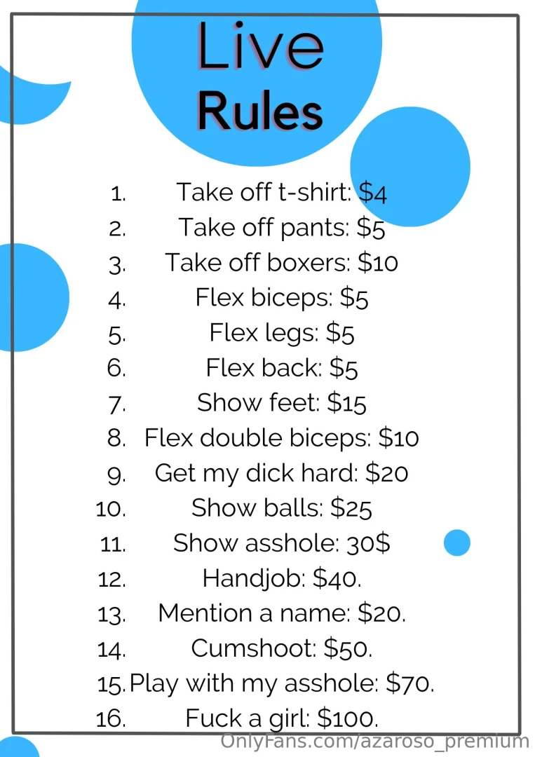 The live starts in five minutes and these are the rules guys 