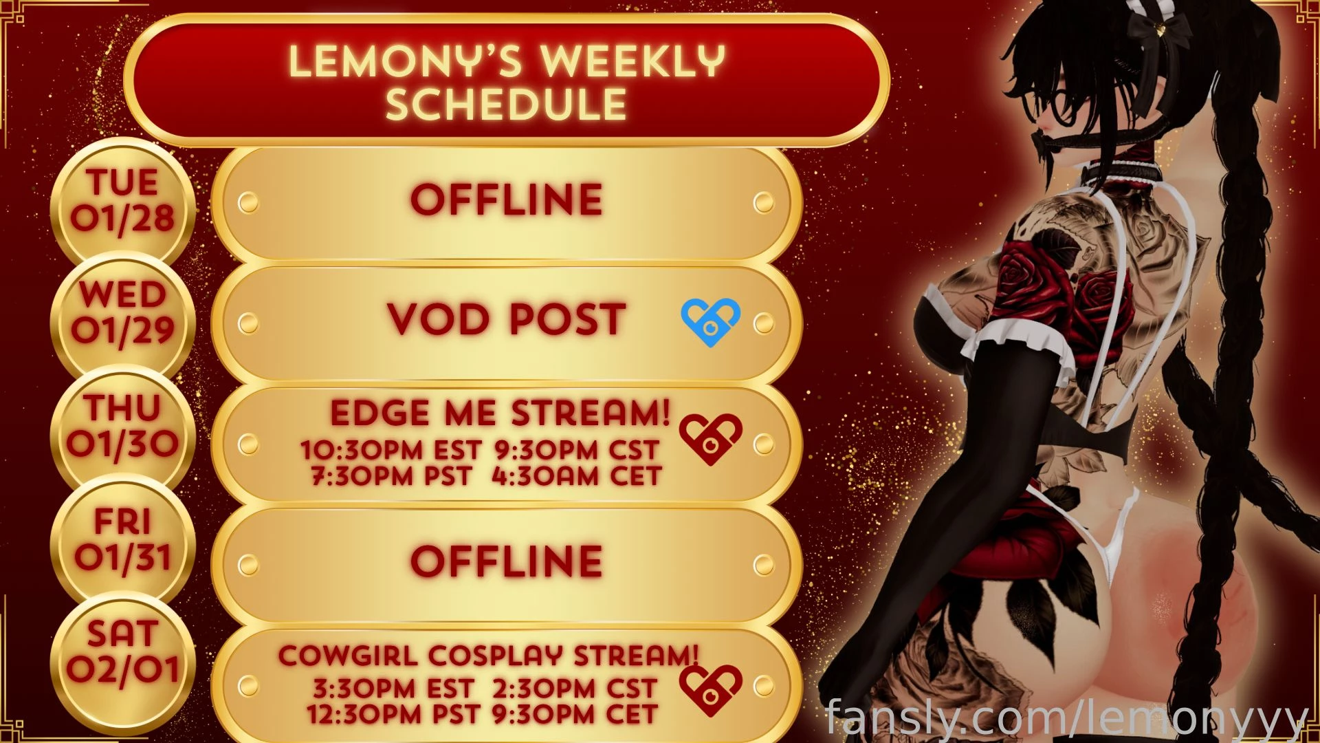 Hii loves this is my schedule for this week i hope you will join me 