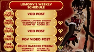 Hii loves here s my weekly schedule i had to swap thursday stream to