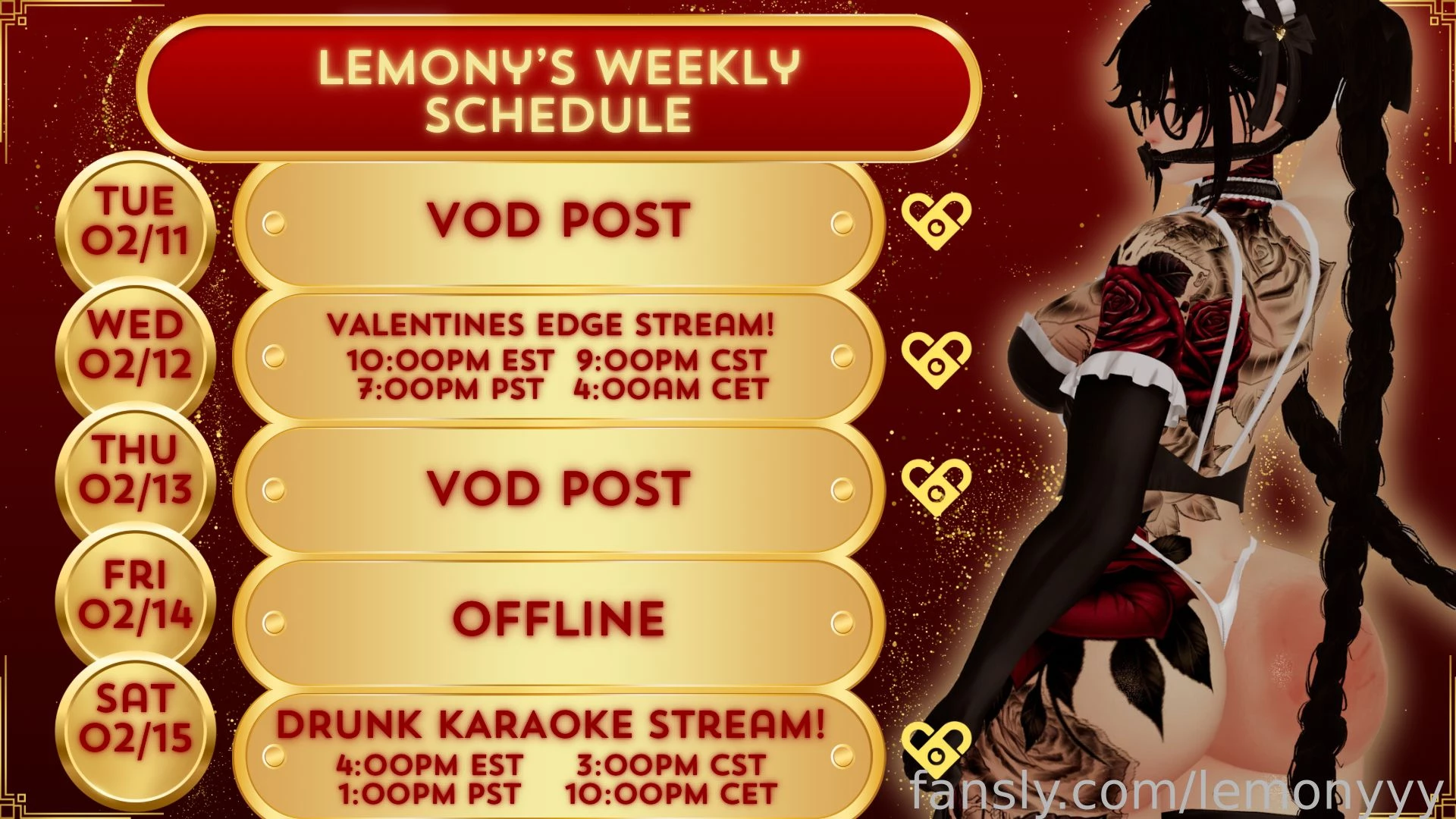 Hii cuties here is my schedule this week i hope you ll join me hehe 