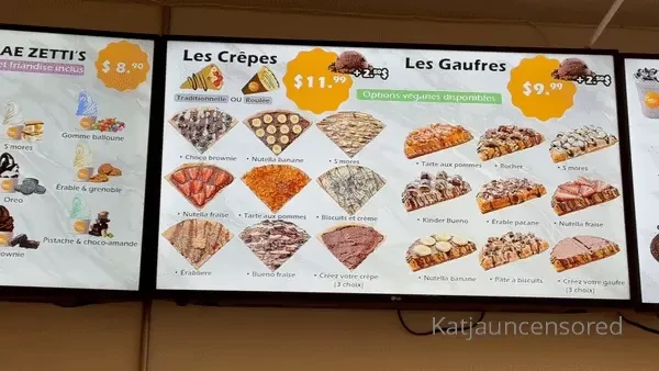 The menu at zettis in montreal phenomenal crepes 
