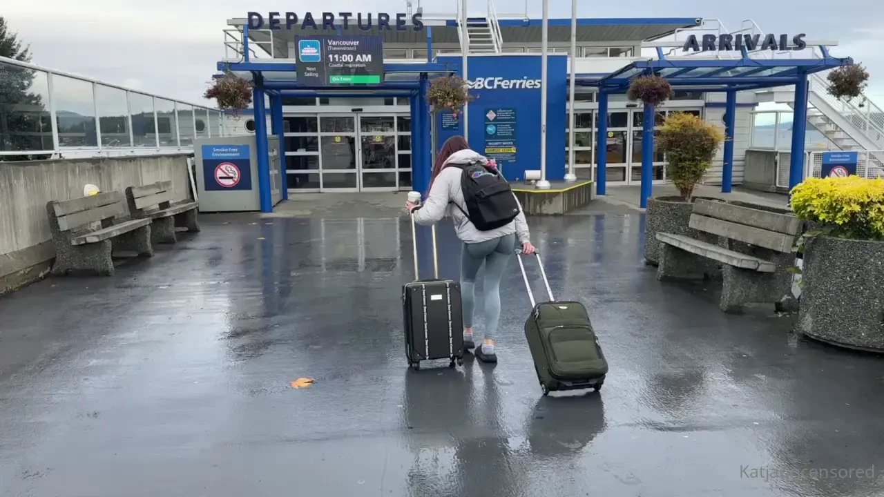 Wrenrainier hunched over w her bags and coffee haha 