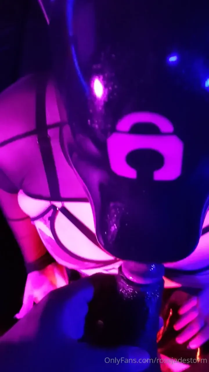 Pleasure drone sucks daddy s dick part one in my new latex drone hood 