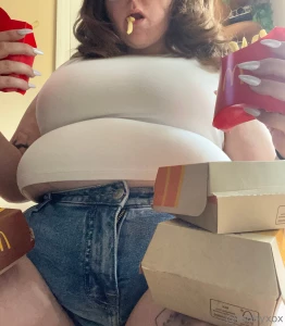 Your full feedee girlfriend has been hard at work growing fatter and part 4