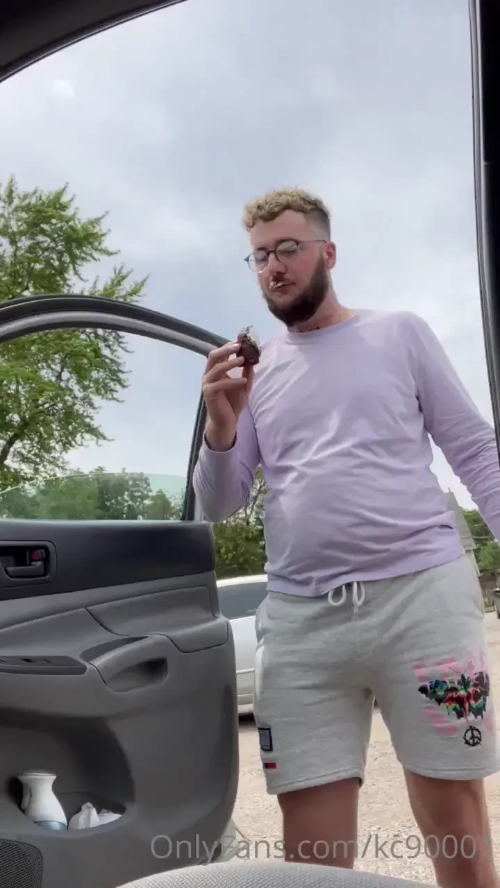 Shoving a mini cake in my mouth 