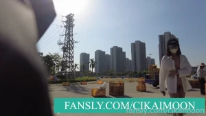 Full video skimpy outfit out for a walk on the street this is one of