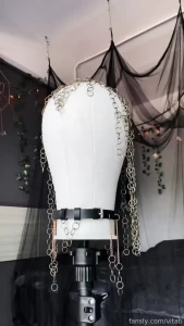 Made this chainmail headpiece myself looks cute on the stand but on me