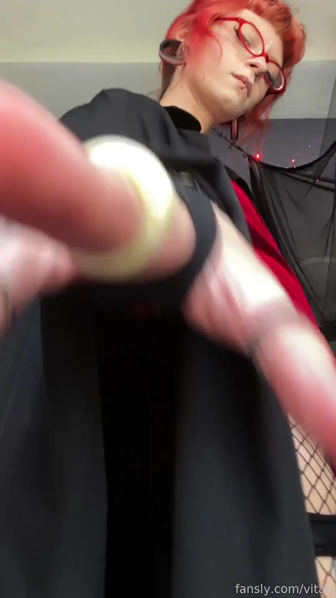 Red dress fishnets the look of someone you should fear but you won t 