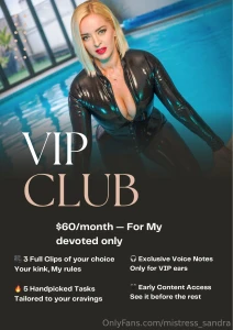 Mistress sandra s vip club obedience has its privileges join now