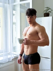 Sipping my coffee shirt off cock hard in my brief you gonna start your