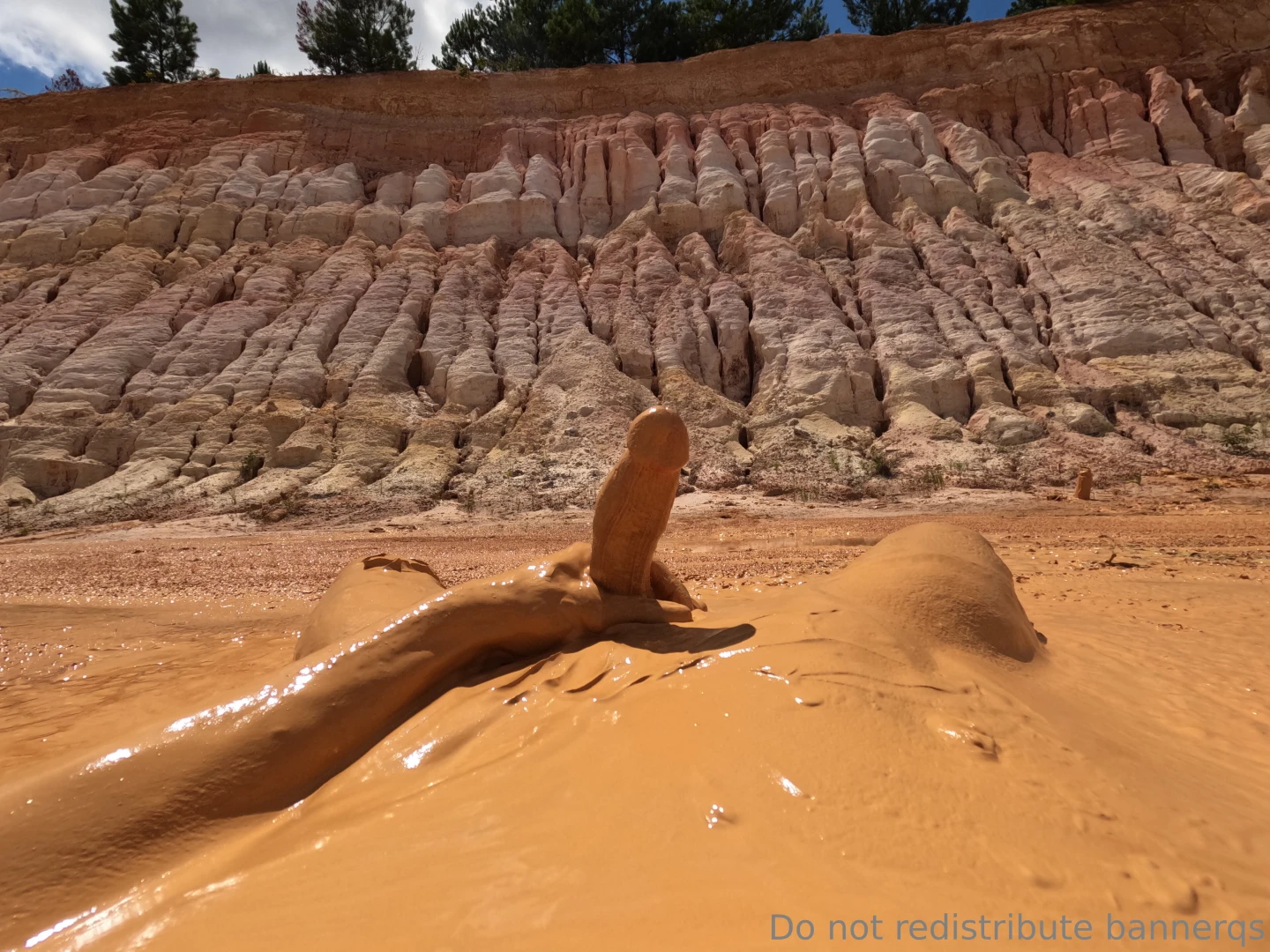 Muddy boy cock in the clay look at that pretty 120 ft cliff 