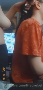 Braiding my bfs hair topless