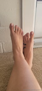 My fresh pedicure done yesterday french tip toes i feel like a woman