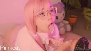 Piink sucks you off deepthroat naked and throat fingers with blowjob