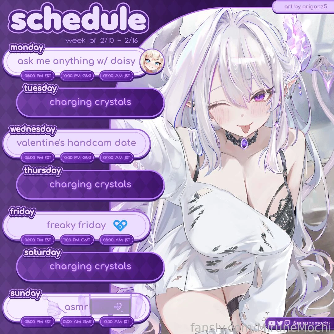 Schedule for this week 