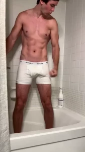 Swipe over to find a video of these white boxers getting wet