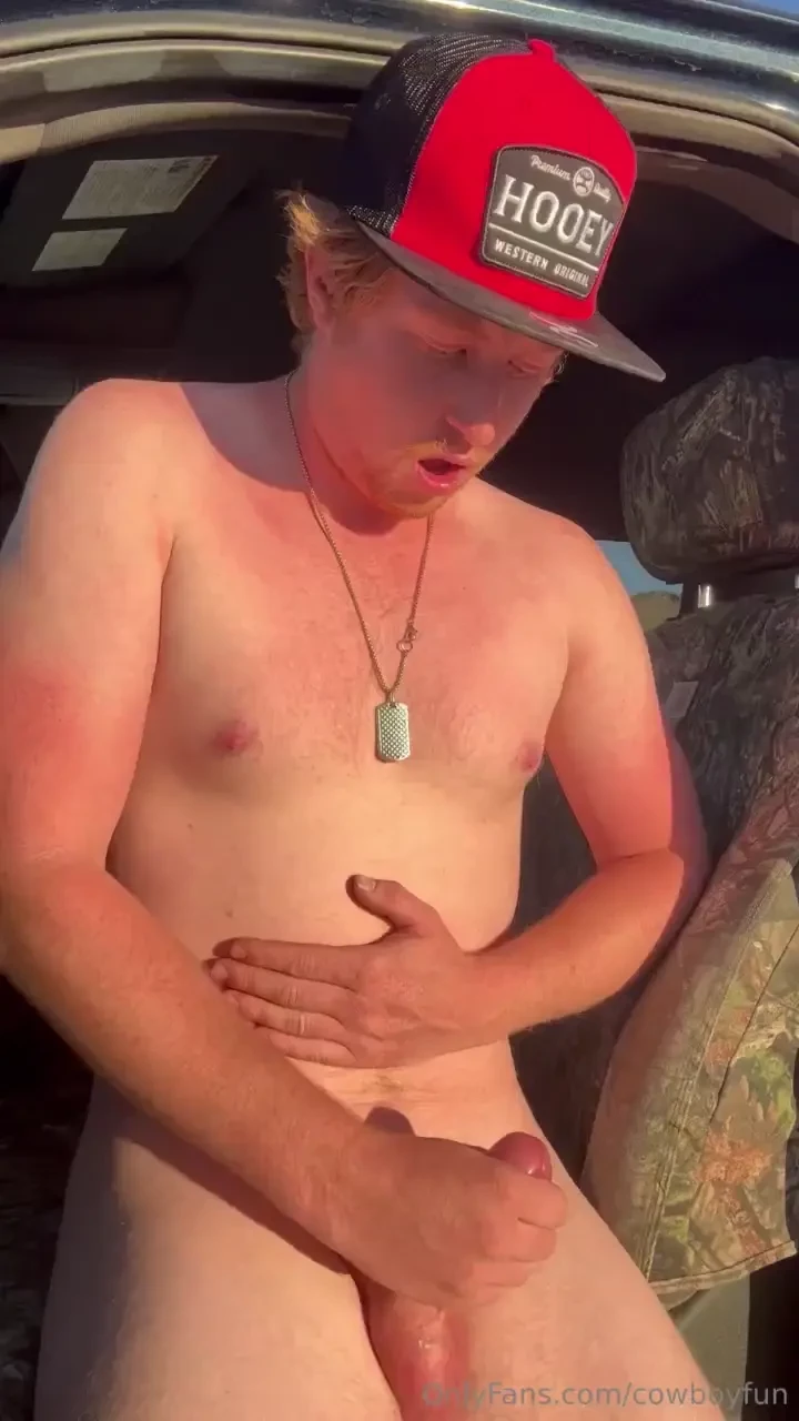 Watch this sexy ginger jerk off with the sunset shining on him huge 