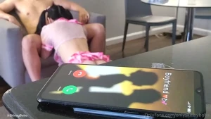 Hearing my boyfriend call while i gag and slurp all over my neighbors