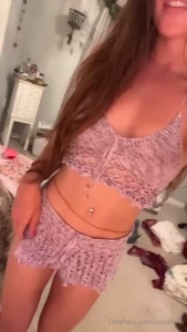 Trying on outfits for a concert is this skirt too short
