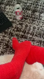Fuzzy friday red fuzzy grippy socks amp red lace thong teasing sliding