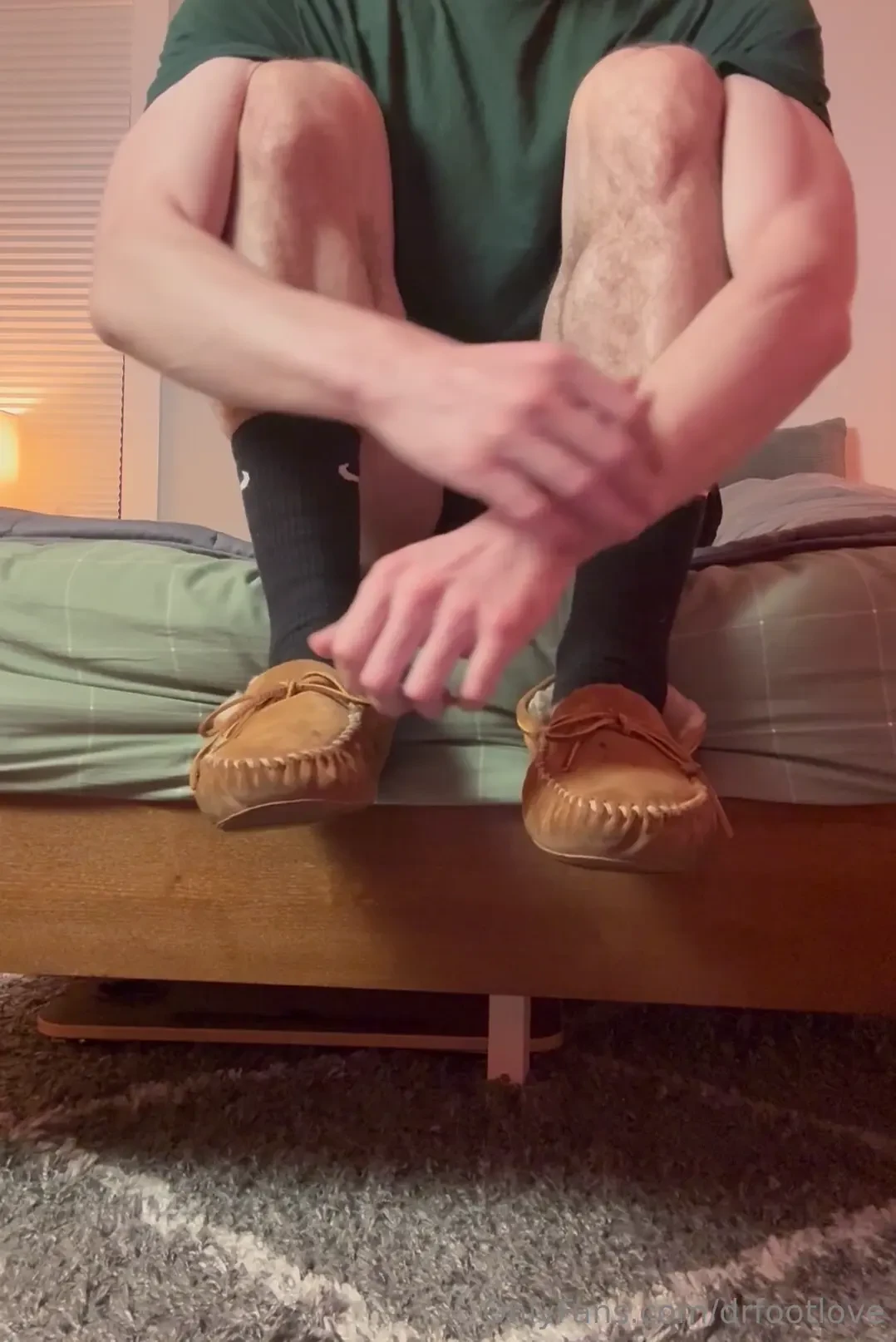 Cozy in my moccasins and socks bringing you lots of linty black sock 