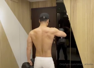 As request workout video with white boxer