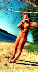 Top less latte chug as promised