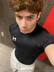 Grey sweats compression shirt for the ultimate tease outfit