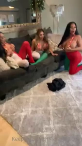 Ho ho ho threesome santa brought us a massive double sided dildo we