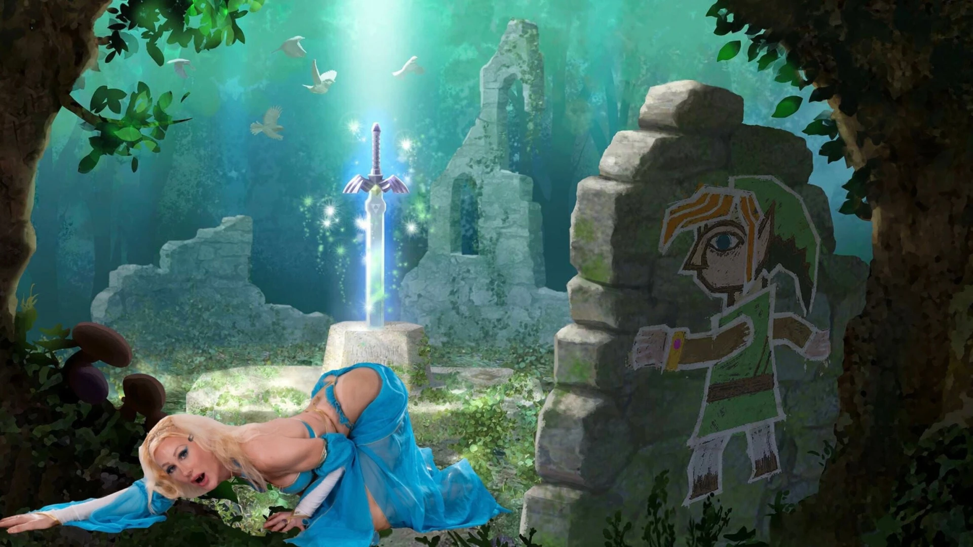Waiting for his master sword trans transgender tgirl cosplay 