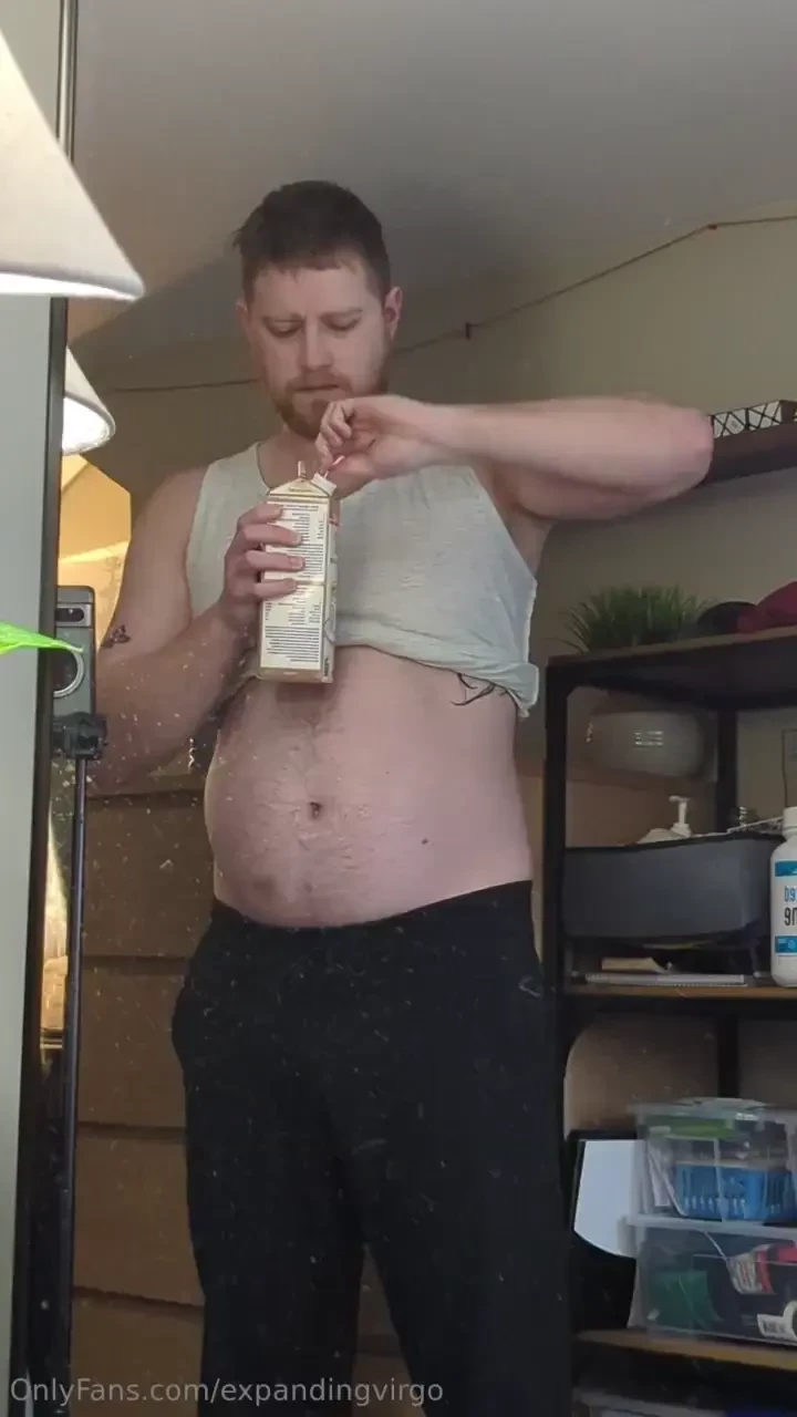 Belly play and cream chug playing with my belly the morning after a part 1 