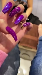 Getting my mani pedi right now i just love this polish my toes will be