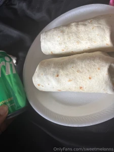 2 burritos and a sprite i can t wait for the bloat so i can take