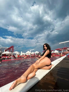 The sky s dramatic the water s warm and i m sitting here dripping