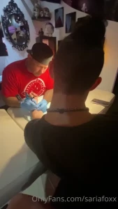 We got matching tattoos to celebrate our engagement it reads hold the part 1