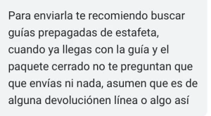 Gracias por los tipsssss para enviar
