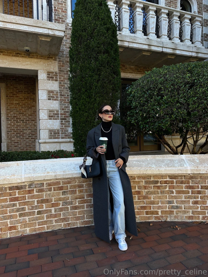 Walking in the fresh air with a glass of hot coffee makes my day 
