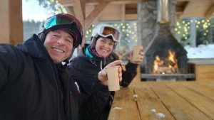 After all day skiing well deserved hot red wine at the fire place part 3