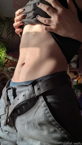 Your muscular tomboy girlfriend wants to show you their gains and body