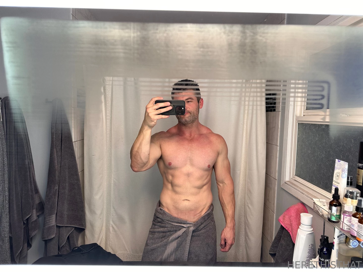 Can t even get the whole mirror in the photo and that defog double 