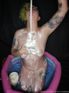 Little whipped cream syrup and sprinkles action to the sundae still part 3