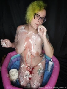 Little whipped cream syrup and sprinkles action to the sundae still part 5