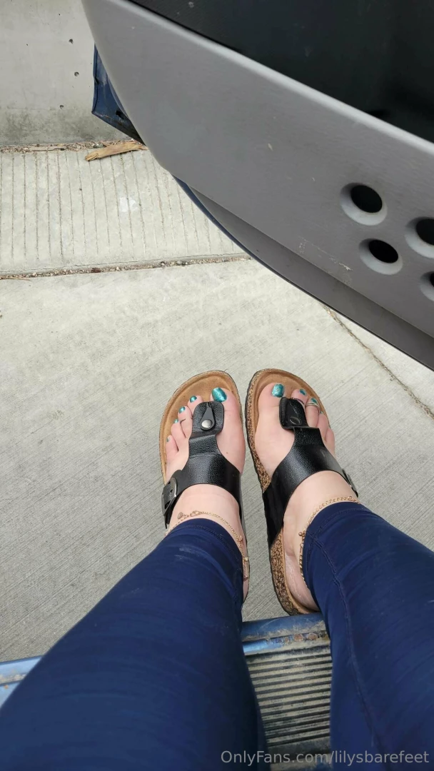 Little tease outside the car in my birks part 9 