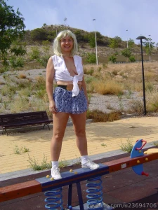 Erika with short skirt and no panties and bra part 1