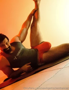 Practicing some stretching routine in all the colours of the rainbow part 9