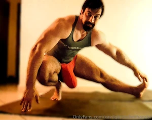 Practicing some stretching routine in all the colours of the rainbow part 17
