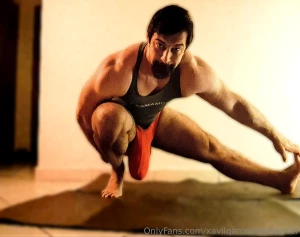 Practicing some stretching routine in all the colours of the rainbow part 3