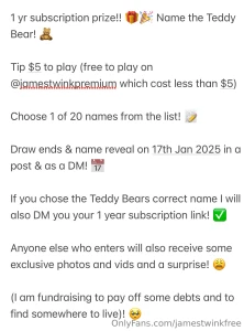 1 yr subscription prize name the teddy bear 1 tip 5 to play free to