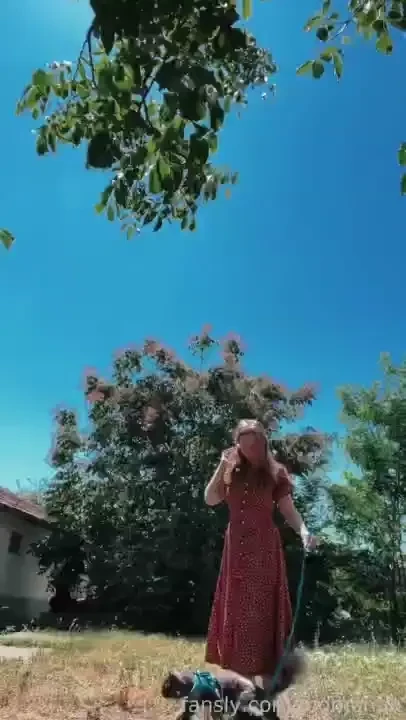 I m trying to walk my cat she really likes being outside she even 